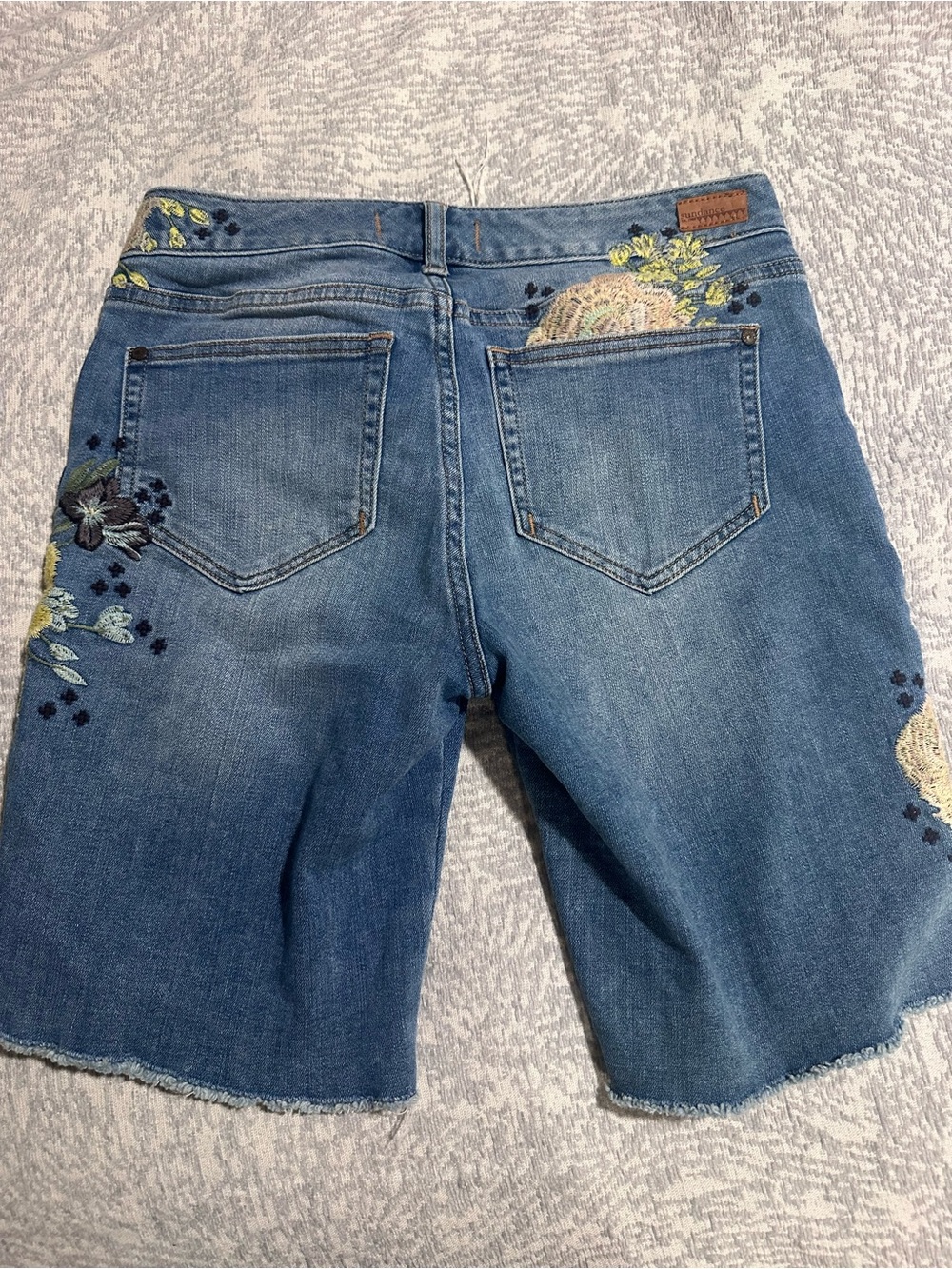 Sundance Blue Denim Bermuda Shorts with Yellow & Pink Floral Embroidery - Picture 3 of 3
